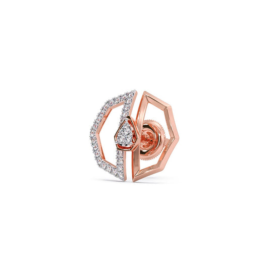 Geometric Diamond Stud Earrings in 18K Rose Gold | Modern Luxury Jewelry