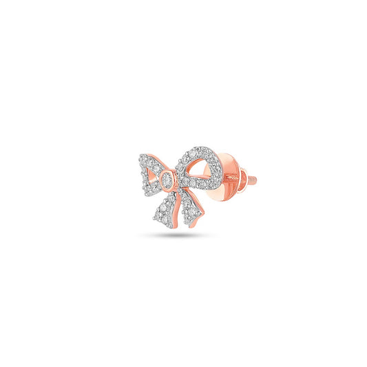 Diamond Bow Stud Earrings in 18K Rose Gold | Elegant Feminine Design
