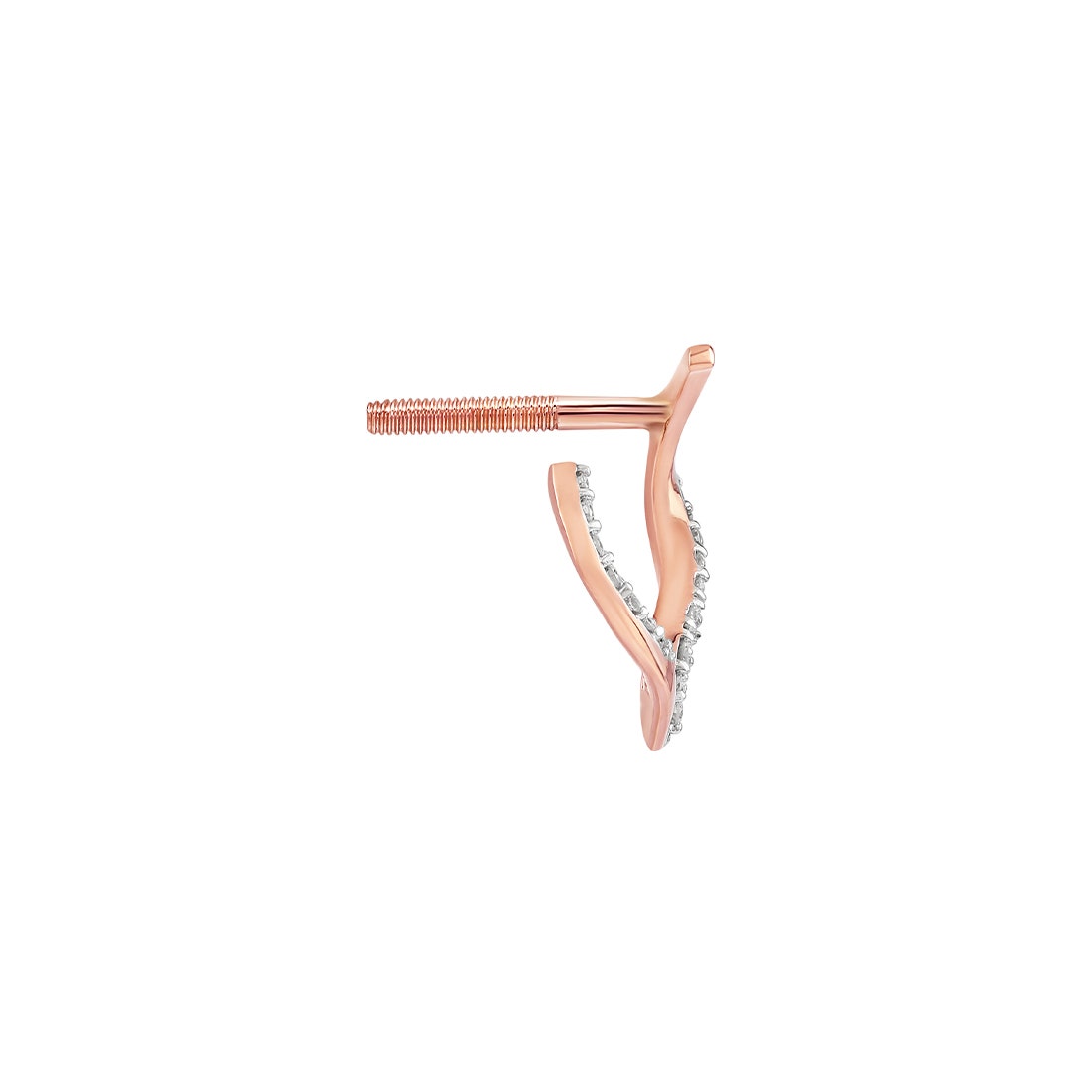 Curved Heart Diamond Stud Earrings in 18K Rose Gold | Modern Romance