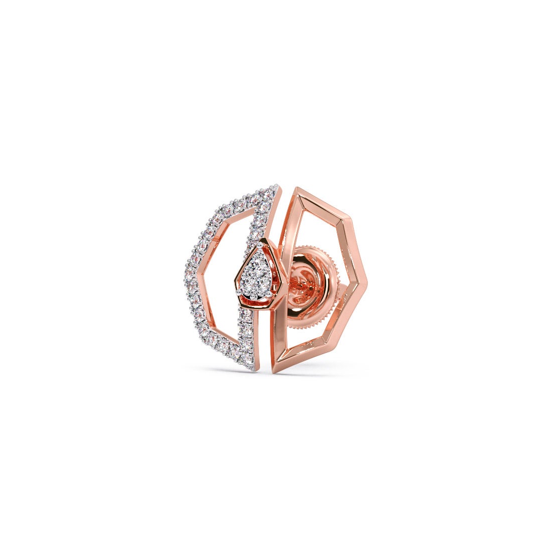 Geometric Diamond Stud Earrings in 18K Rose Gold | Modern Luxury Jewelry