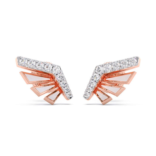 Diamond Wing Stud Earrings in 18K Rose Gold | Modern Designer Jewelry