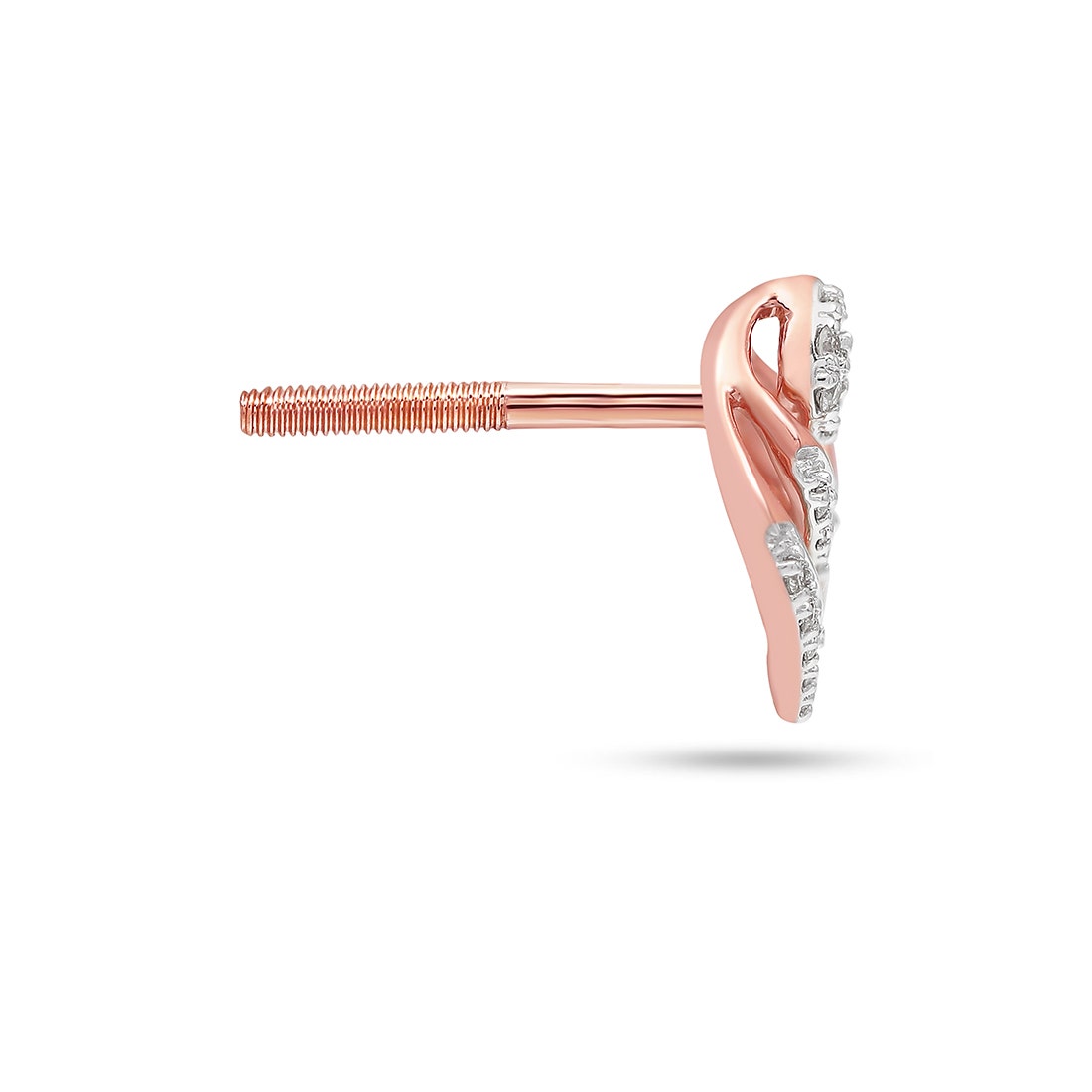 Layered Geometric Diamond Stud Earrings in 18K Rose Gold | Modern Luxury