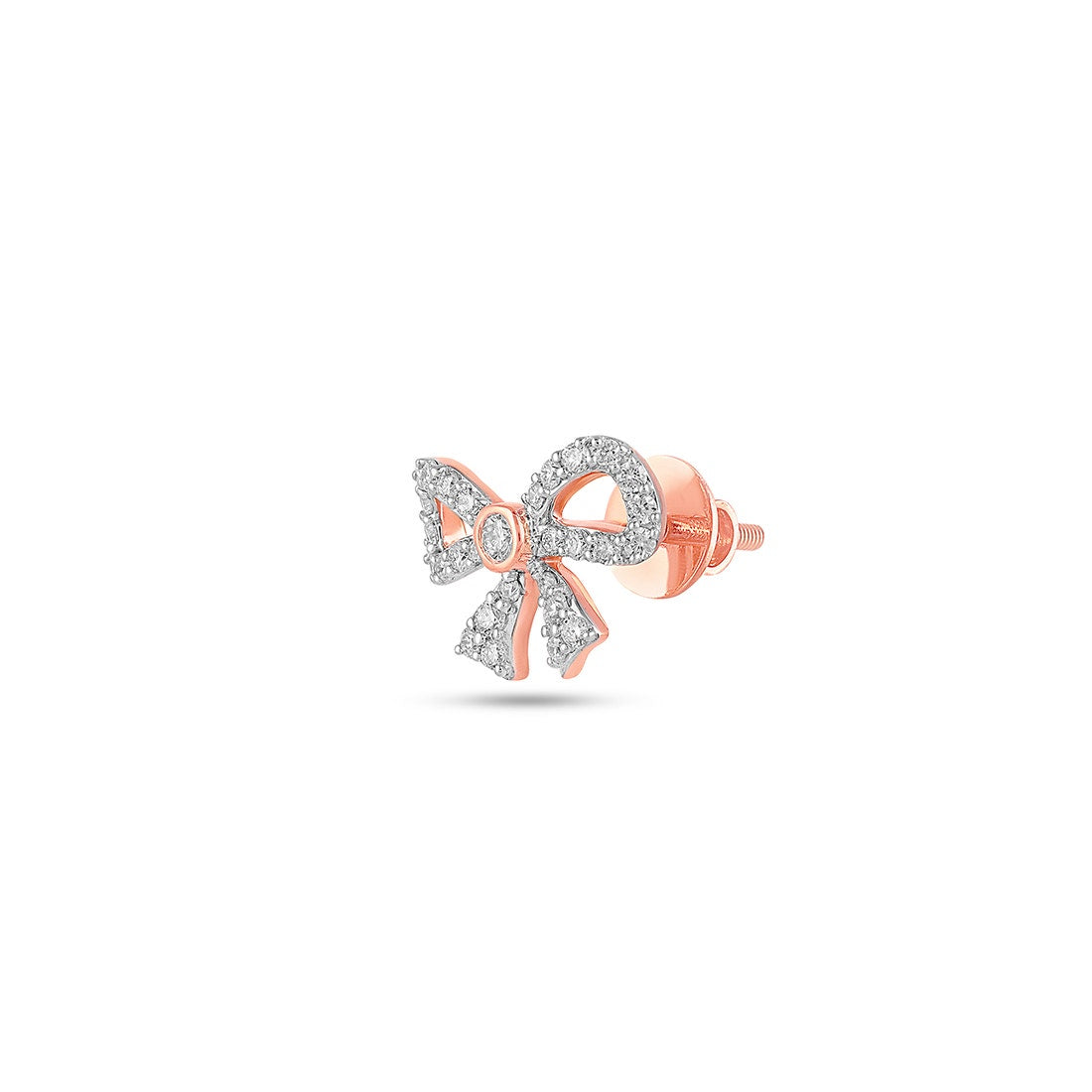 Diamond Bow Stud Earrings in 18K Rose Gold | Elegant Feminine Design