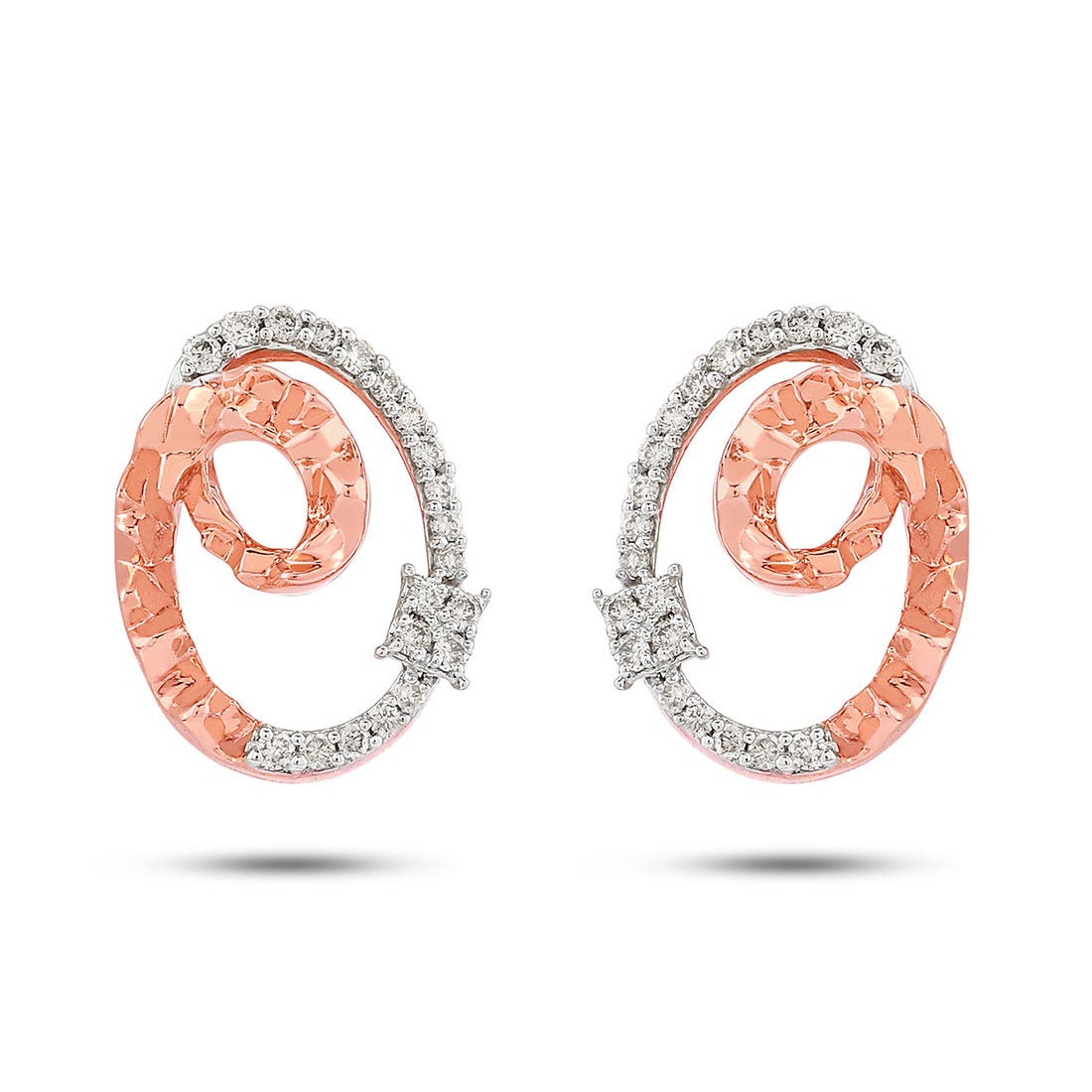 Spiral Diamond Stud Earrings in 18K Rose Gold | Modern Swirl Design
