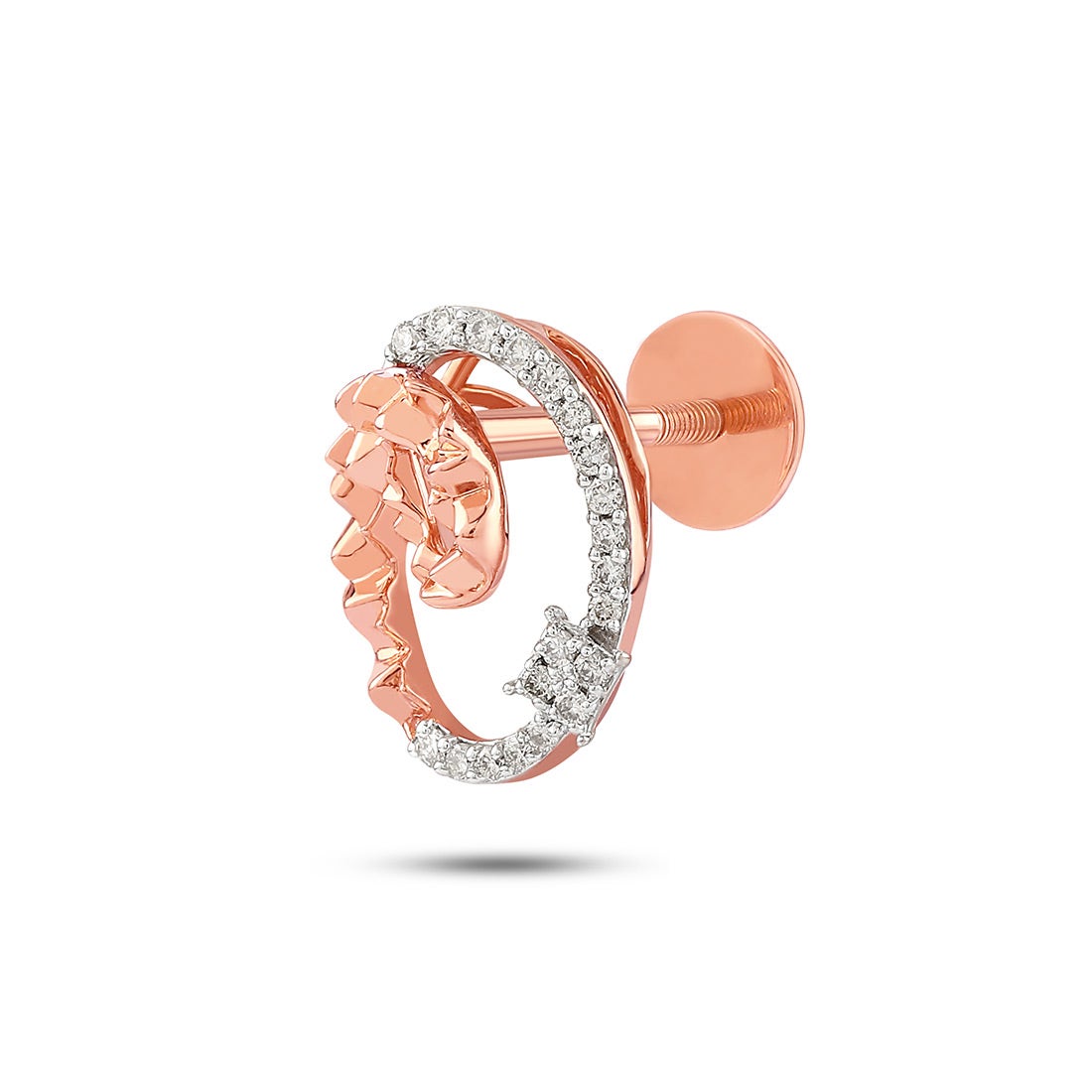 Spiral Diamond Stud Earrings in 18K Rose Gold | Modern Swirl Design