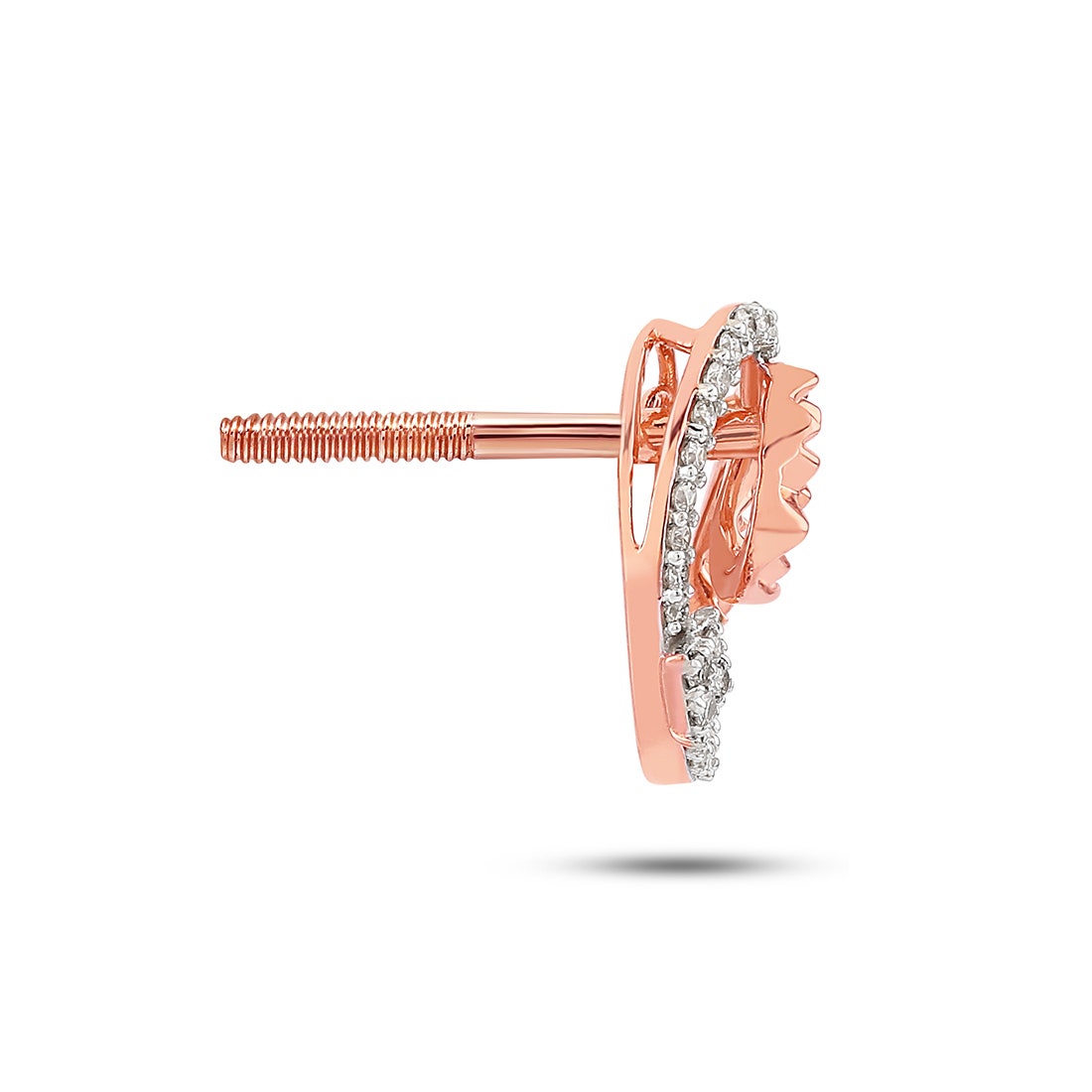 Spiral Diamond Stud Earrings in 18K Rose Gold | Modern Swirl Design